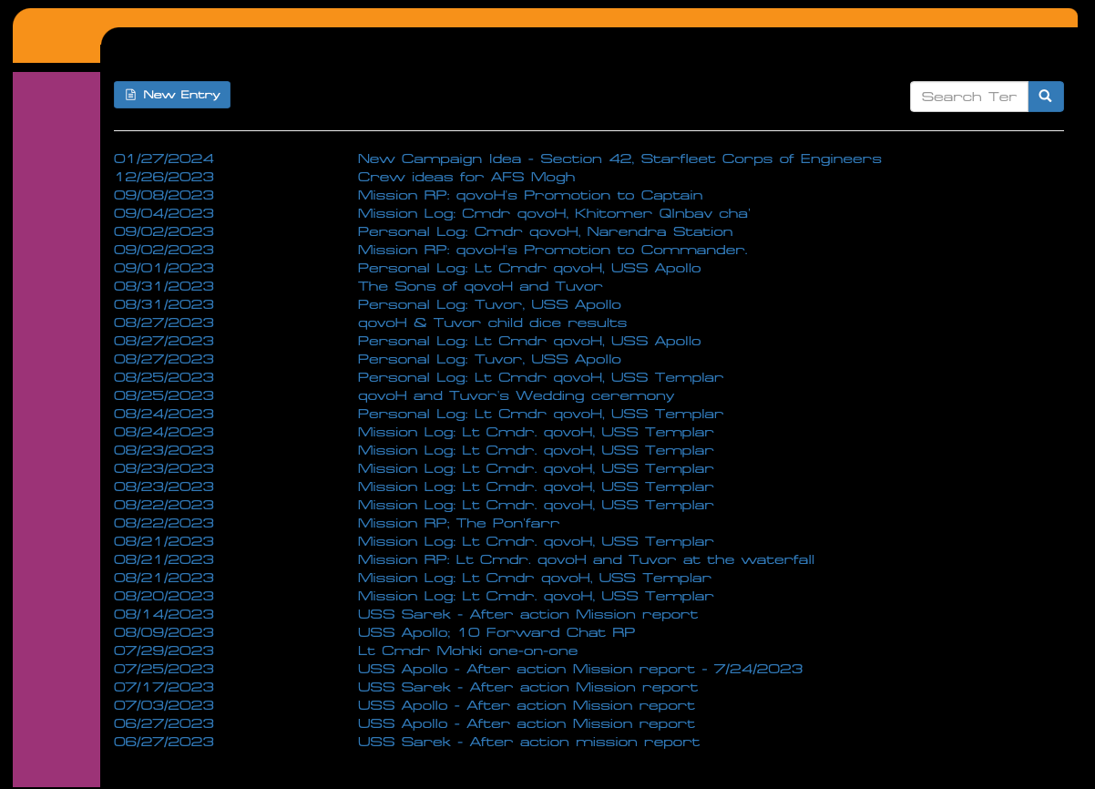 image: Mission Logs Journal screenshot