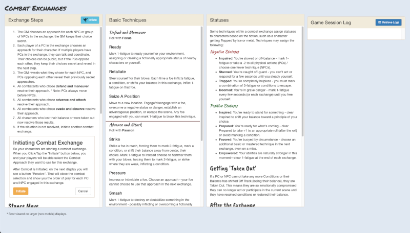 image: GM Dashboard screenshot Combat section