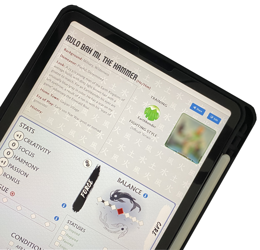 image: character sheet on tablet